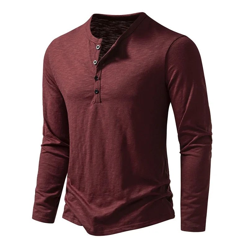 Henley Top Mens Long Sleeve Four Button Placket Slub Jersey Slim Fit Curved Hem - image 10