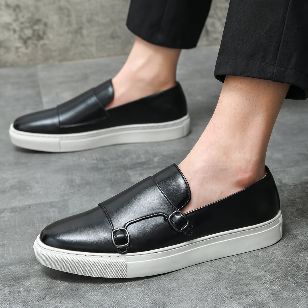 Monk Strap Loafers Mens Double Buckle Slip On White Sole Smart Casual Leather-Look - image 4