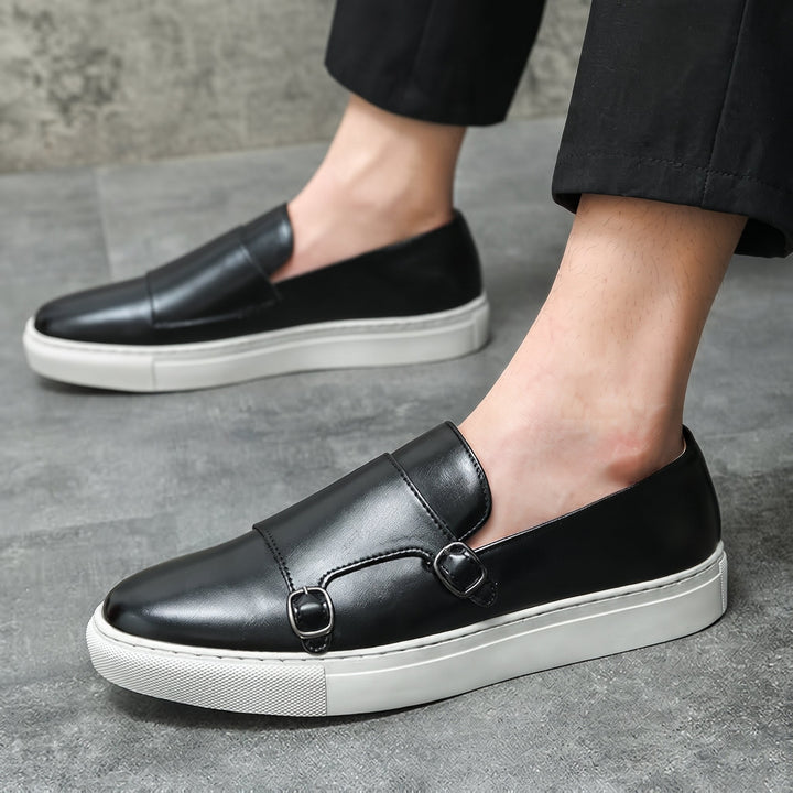 Monk Strap Loafers Mens Double Buckle Slip On White Sole Smart Casual Leather-Look - image 4