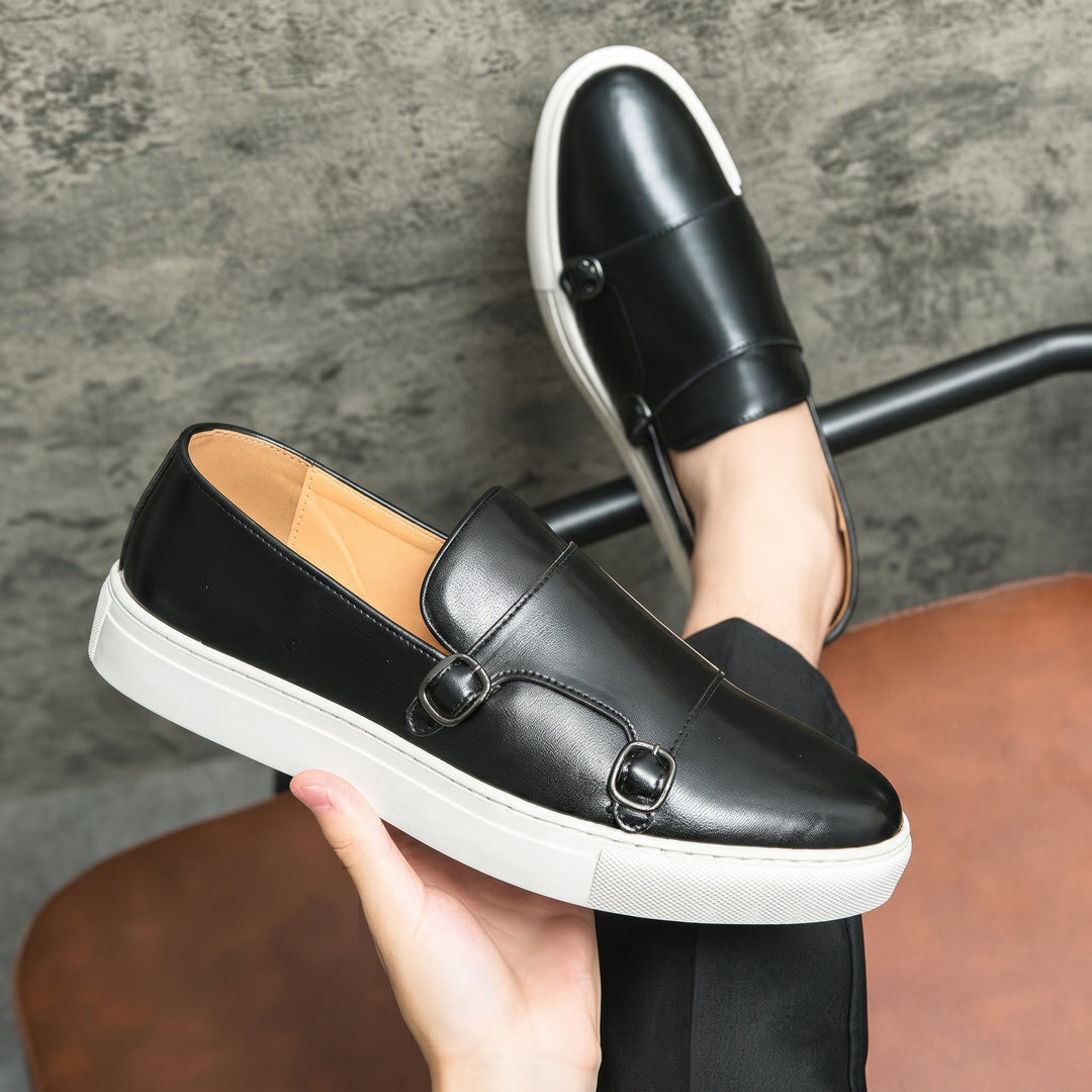 Monk Strap Loafers Mens Double Buckle Slip On White Sole Smart Casual Leather-Look - image 2