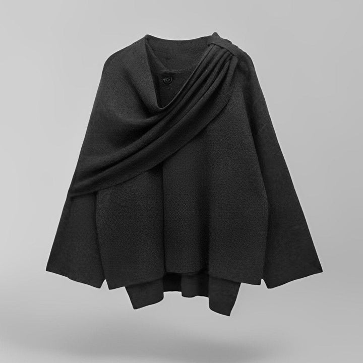 Cape Coat Womens Oversized Textured Asymmetric Wrap Collar - image 7