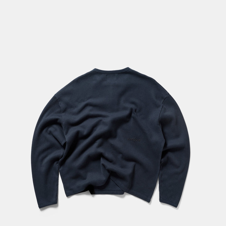 Waffle Henley Top Mens Long Sleeve Oversized Boxy Fit Dropped Shoulder - image 4