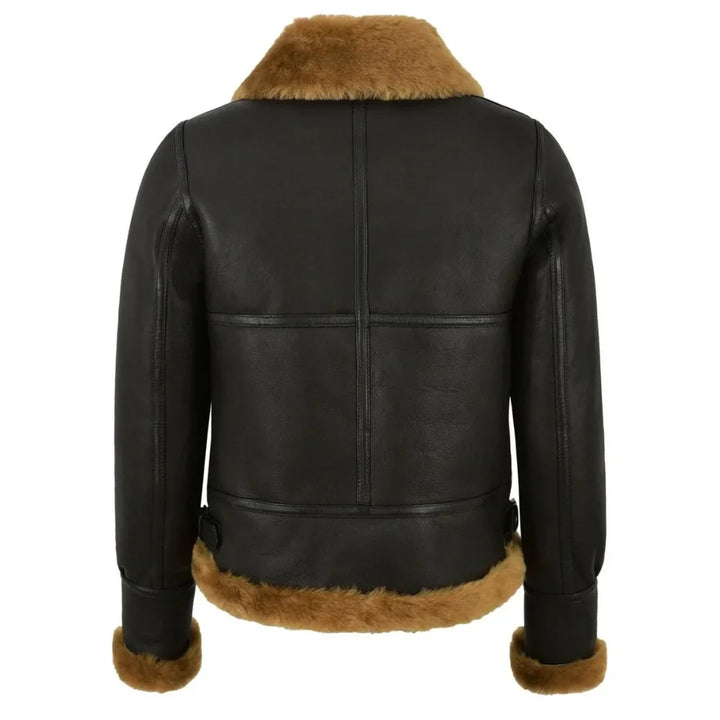 Leather Aviator Jacket Womens B3 Bomber Shearling Collar Cuffs - image 2