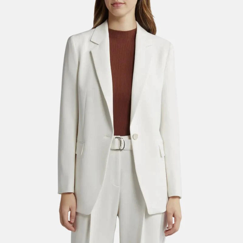 Leather Coat Womens Notch Lapel Single Button Formal - image 2