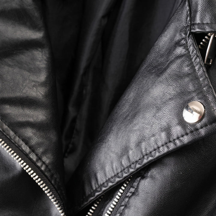 Biker Jacket Womens Quilted Shoulder Asymmetric Zip Notched Lapel Fitted - image 5