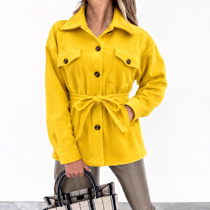 Shirt Jacket Womens Oversized Button Front Flap Pockets Longline Dropped Shoulder - image 6