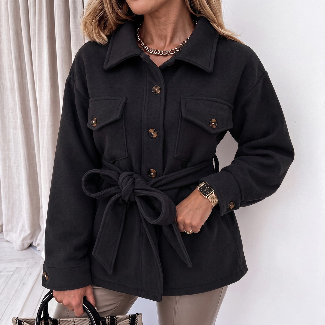 Shirt Jacket Womens Oversized Button Front Flap Pockets Longline Dropped Shoulder - image 1