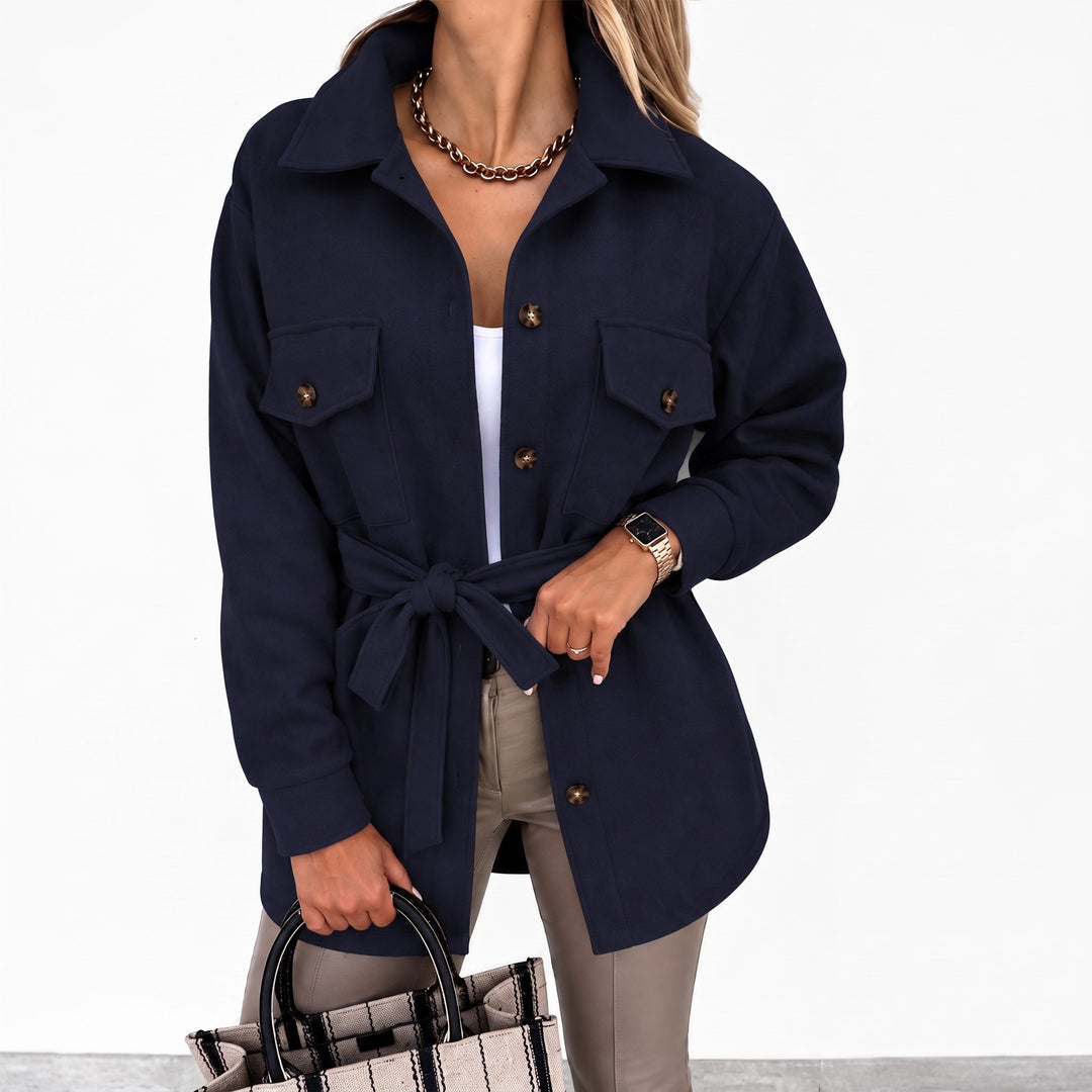 Shirt Jacket Womens Oversized Button Front Flap Pockets Longline Dropped Shoulder - image 3