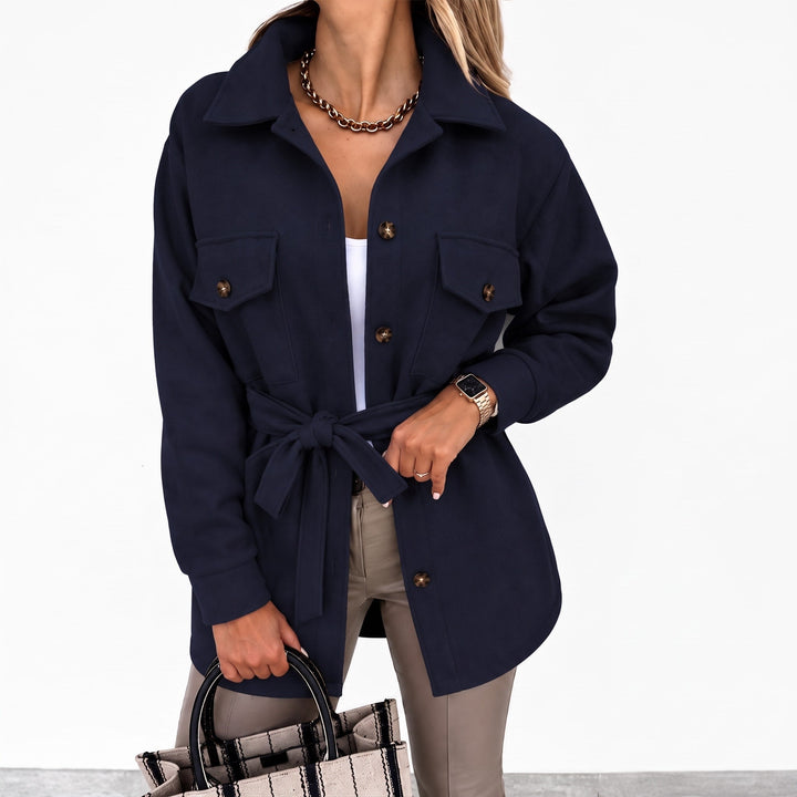 Shirt Jacket Womens Oversized Button Front Flap Pockets Longline Dropped Shoulder - image 3