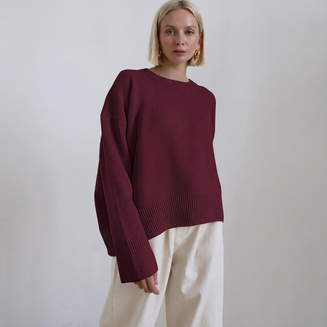 Jumper Womens Oversized Crew Neck Knitted Ribbed Cuffs Dropped Shoulder - image 10