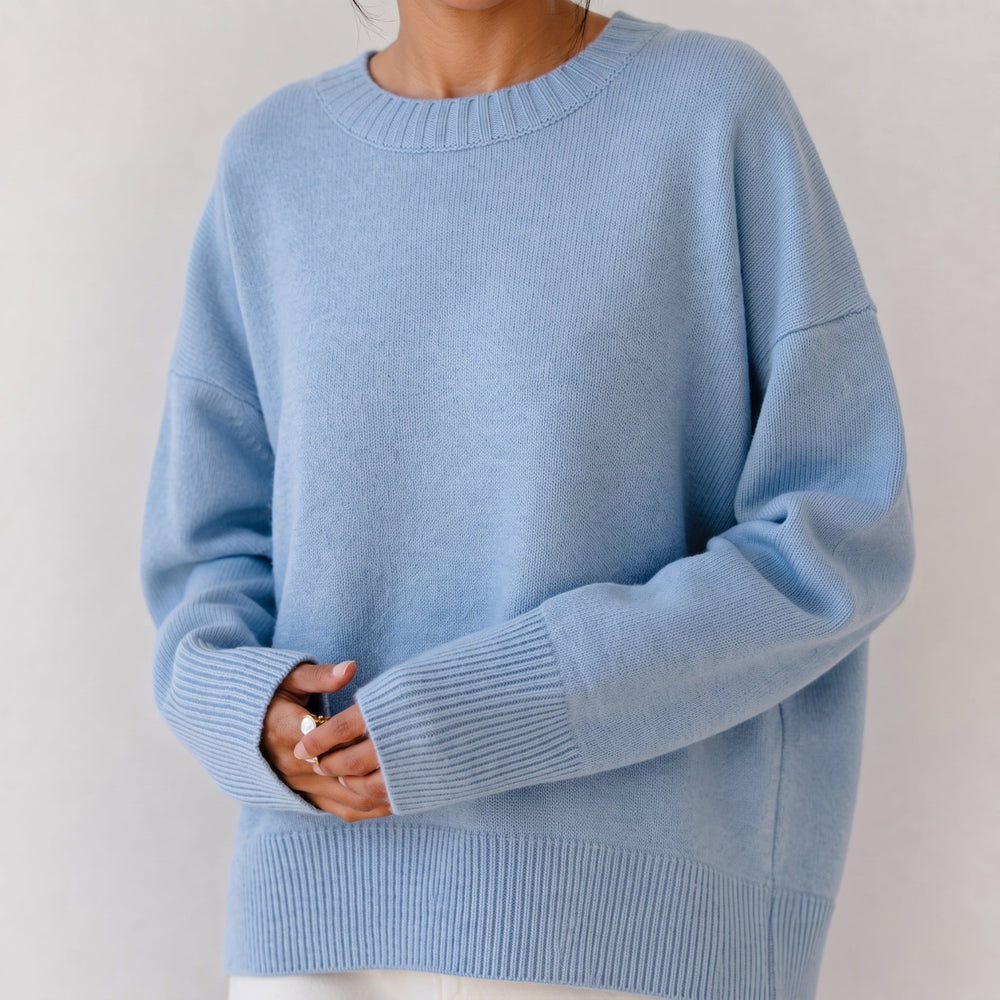 Jumper Womens Oversized Crew Neck Knitted Ribbed Cuffs Dropped Shoulder - image 2