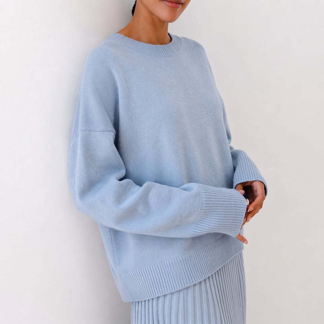 Jumper Womens Oversized Crew Neck Knitted Ribbed Cuffs Dropped Shoulder - image 1