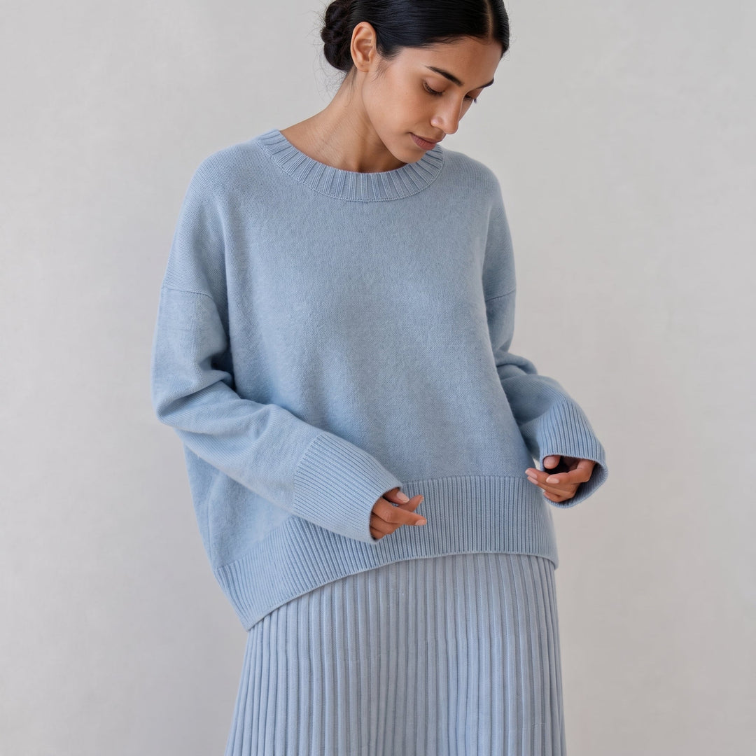 Jumper Womens Oversized Crew Neck Knitted Ribbed Cuffs Dropped Shoulder - image 5