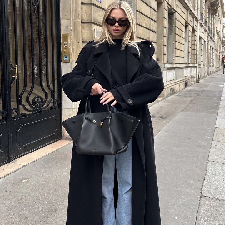 Trench Coat Womens Oversized Longline Belted Waist Double Breasted Notch Lapel - image 8