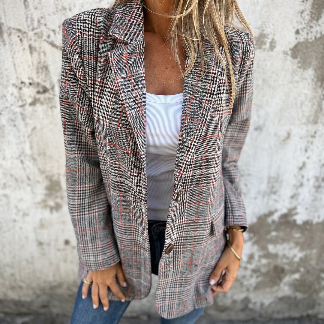 Blazer Womens Check Double Breasted Notched Lapel Tailored Fit Plus Size - image 4