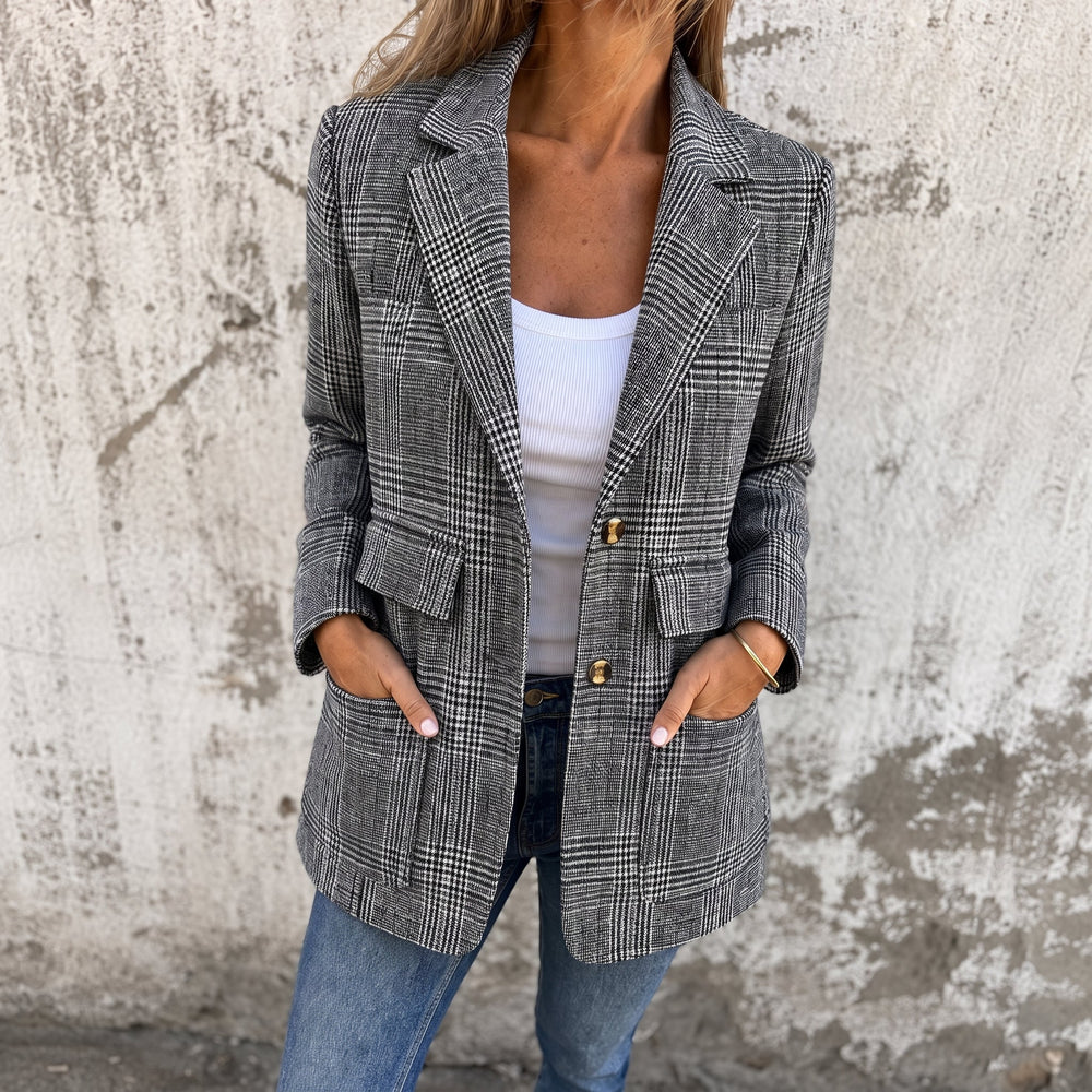Blazer Womens Check Double Breasted Notched Lapel Tailored Fit Plus Size - image 2