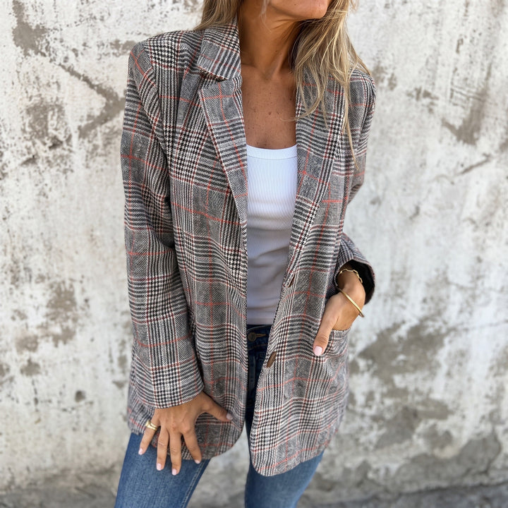 Blazer Womens Check Double Breasted Notched Lapel Tailored Fit Plus Size - image 5