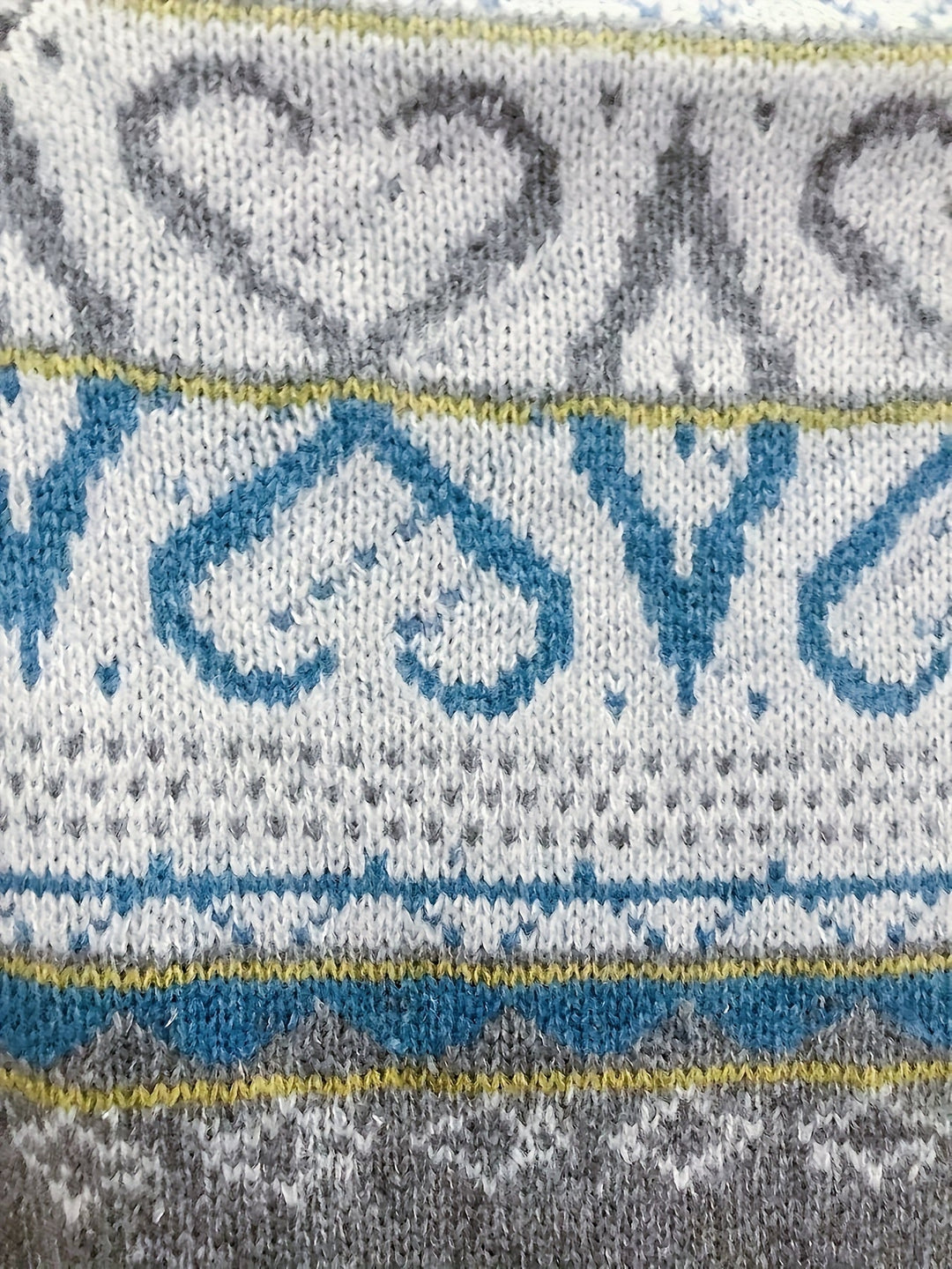 Jumper Womens Fair Isle Yoke Round Neck Patterned Cuffs Ribbed Trim - image 2