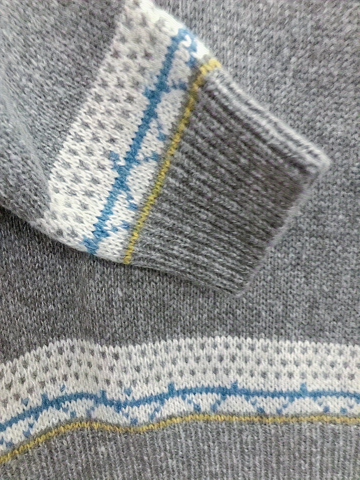 Jumper Womens Fair Isle Yoke Round Neck Patterned Cuffs Ribbed Trim - image 3