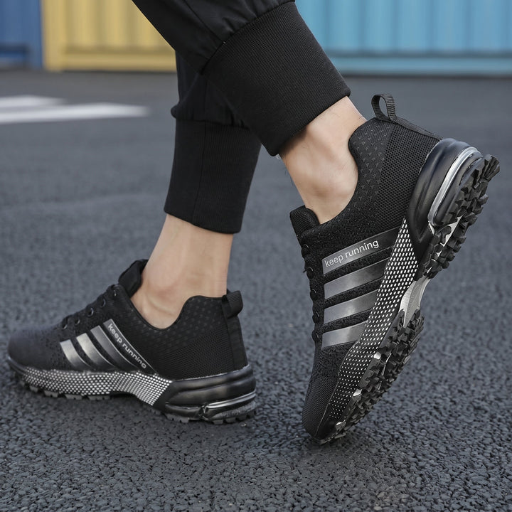 Running Trainers Mens Breathable Knit Upper Air Cushion Heel Lace Up Lightweight Gym - image 11