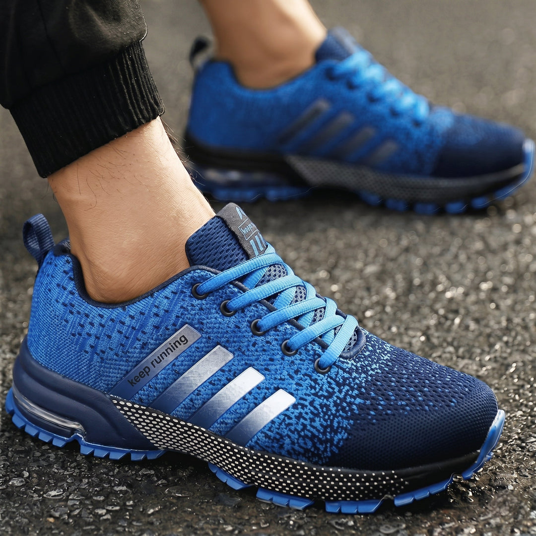 Running Trainers Mens Breathable Knit Upper Air Cushion Heel Lace Up Lightweight Gym - image 3