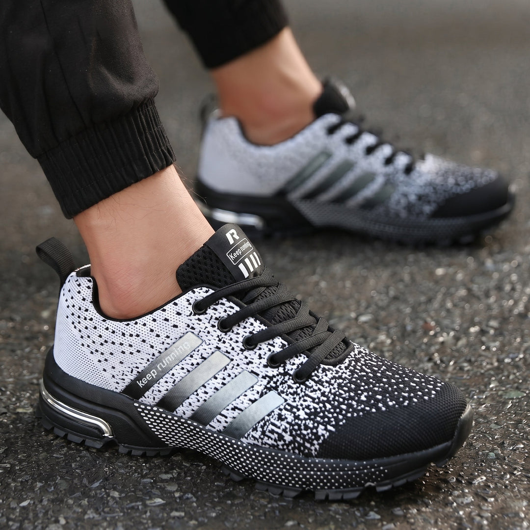 Running Trainers Mens Breathable Knit Upper Air Cushion Heel Lace Up Lightweight Gym - image 9