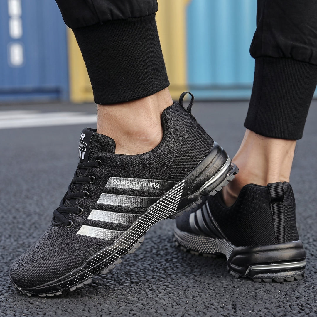Running Trainers Mens Breathable Knit Upper Air Cushion Heel Lace Up Lightweight Gym - image 12