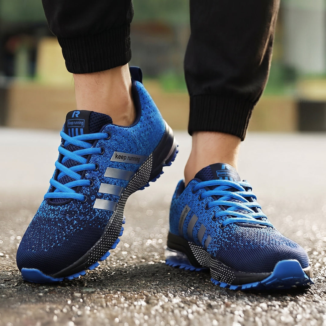 Running Trainers Mens Breathable Knit Upper Air Cushion Heel Lace Up Lightweight Gym - image 2