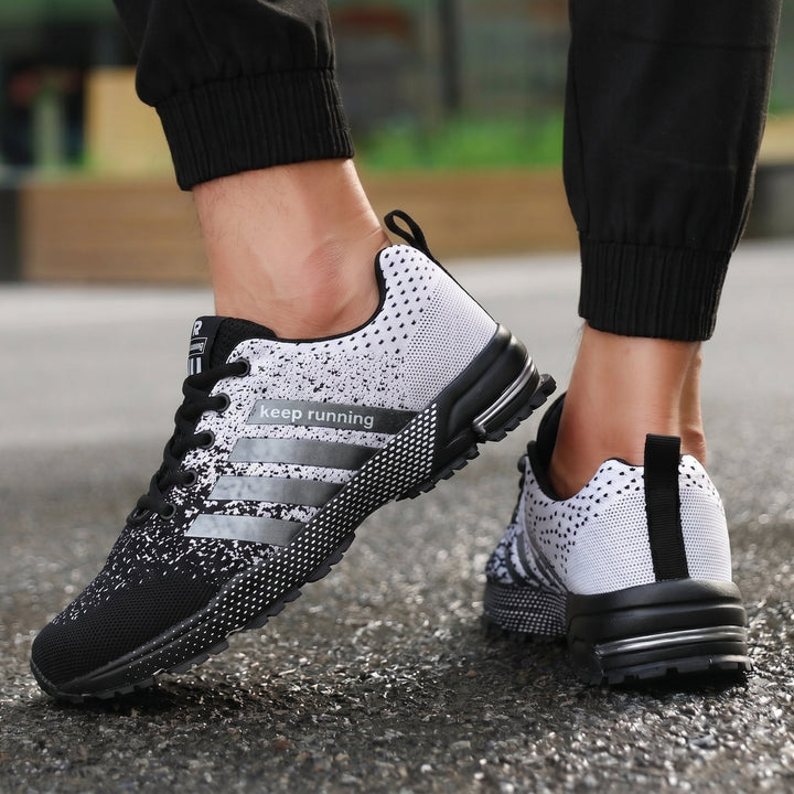 Running Trainers Mens Breathable Knit Upper Air Cushion Heel Lace Up Lightweight Gym - image 8