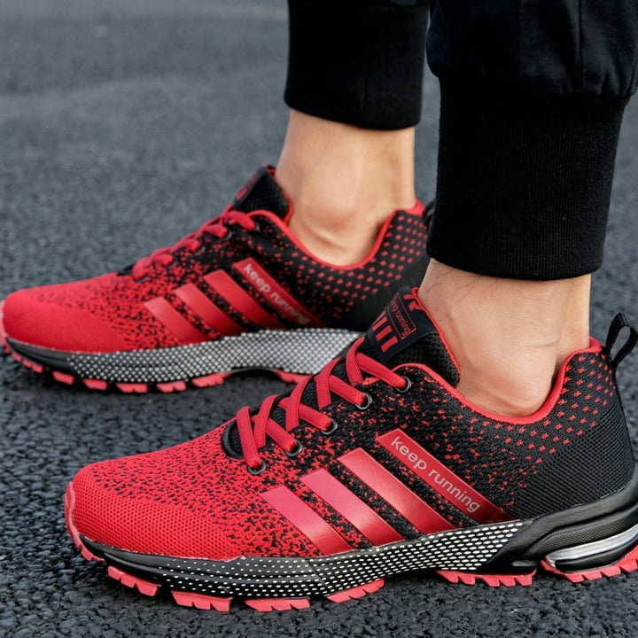 Running Trainers Mens Breathable Knit Upper Air Cushion Heel Lace Up Lightweight Gym - image 5