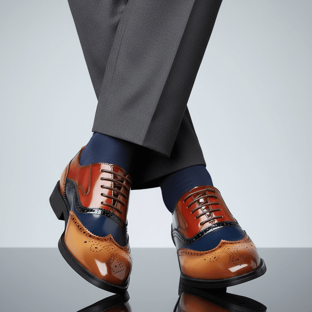 Wingtip Oxford Shoes Mens Brogue Detail Lace Up Glossy Formal Wedding Smart Casual - image 2