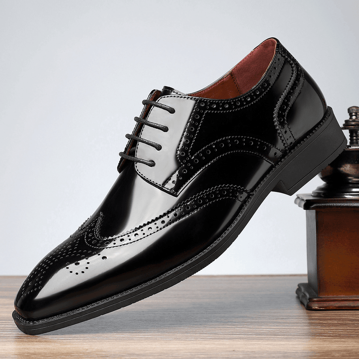 Wingtip Oxford Shoes Mens Brogue Detail Lace Up Glossy Formal Wedding Smart Casual - image 7