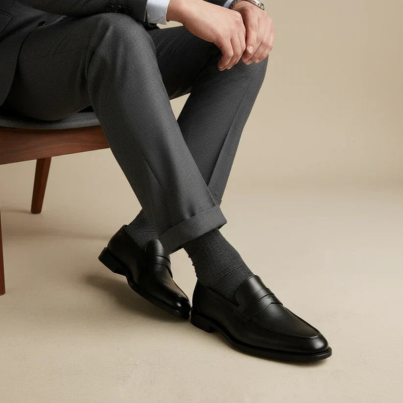 Penny Loafers Mens Leather-Look Slip-On Moc Toe Low Heel Smart Office - image 1