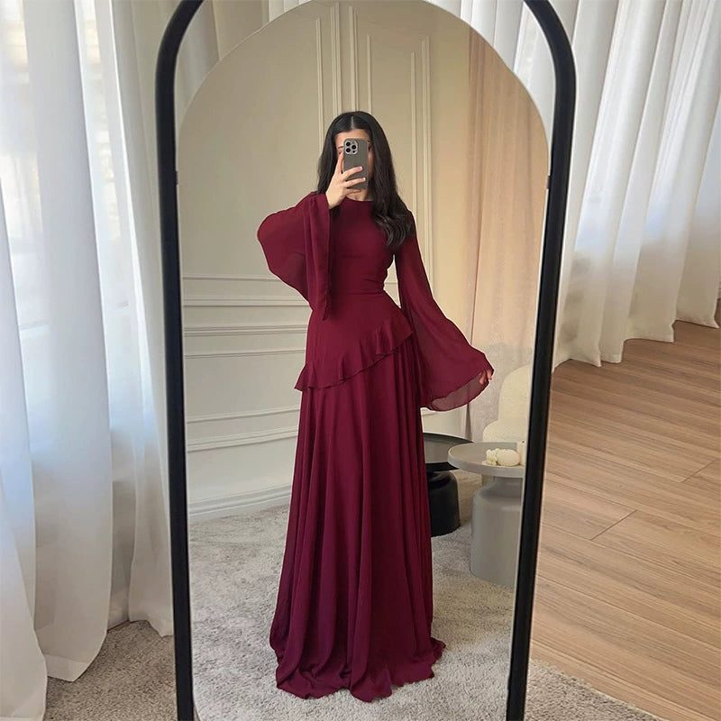 Maxi Dress Womens Tiered Skirt Bell Sleeve Fitted Bodice Wedding Guest