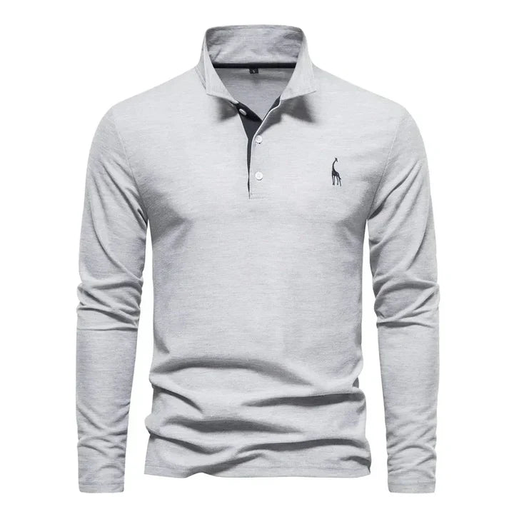 Polo Shirt Mens Long Sleeve Contrast Placket Embroidered Chest Detail Regular Fit - image 3