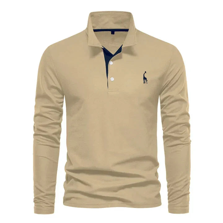 Polo Shirt Mens Long Sleeve Contrast Placket Embroidered Chest Detail Regular Fit - image 4