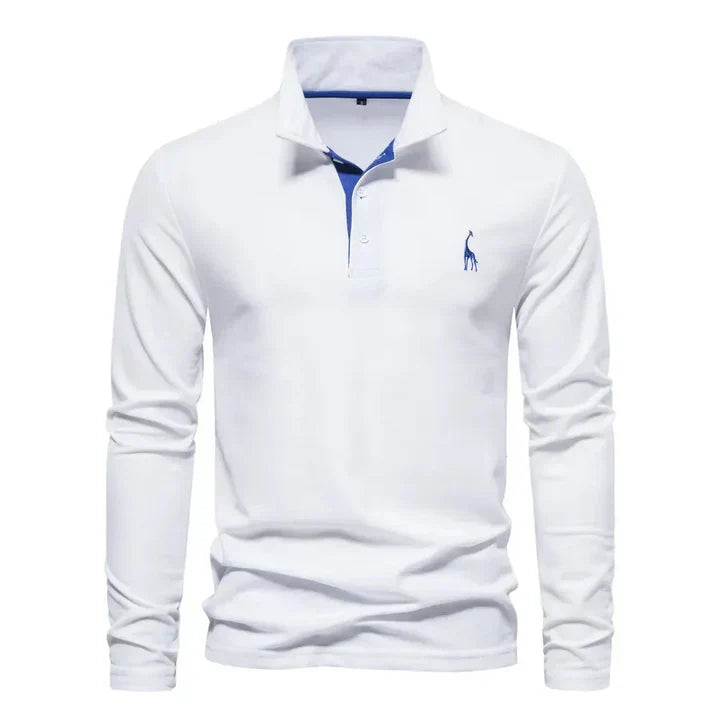 Polo Shirt Mens Long Sleeve Contrast Placket Embroidered Chest Detail Regular Fit - image 6