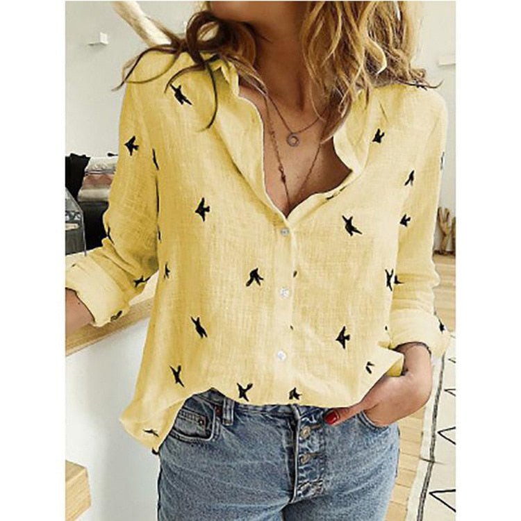 Blouse Womens Linen Lightweight Relaxed Fit