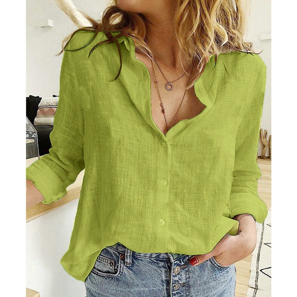 Blouse Womens Linen Lightweight Relaxed Fit