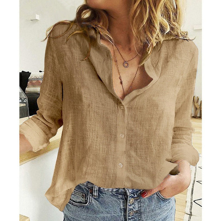 Blouse Womens Linen Lightweight Relaxed Fit