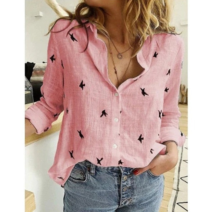 Blouse Womens Linen Lightweight Relaxed Fit
