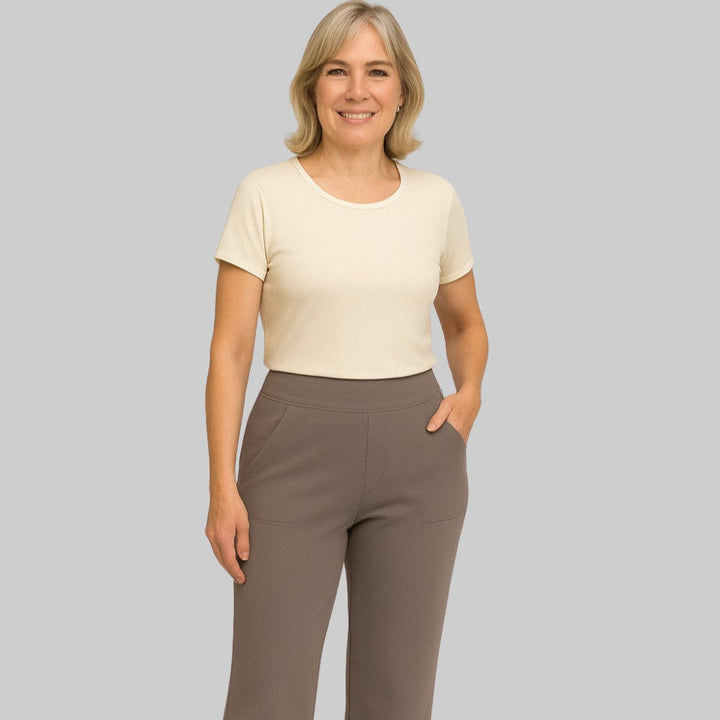 Wide Leg Trousers Womens High Waisted Stretch Pull On Elasticated Waist Side Pockets - image 2