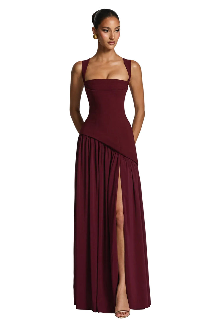Maxi Dress Womens A Line Sleeveless Fitted Waist Wedding Guest