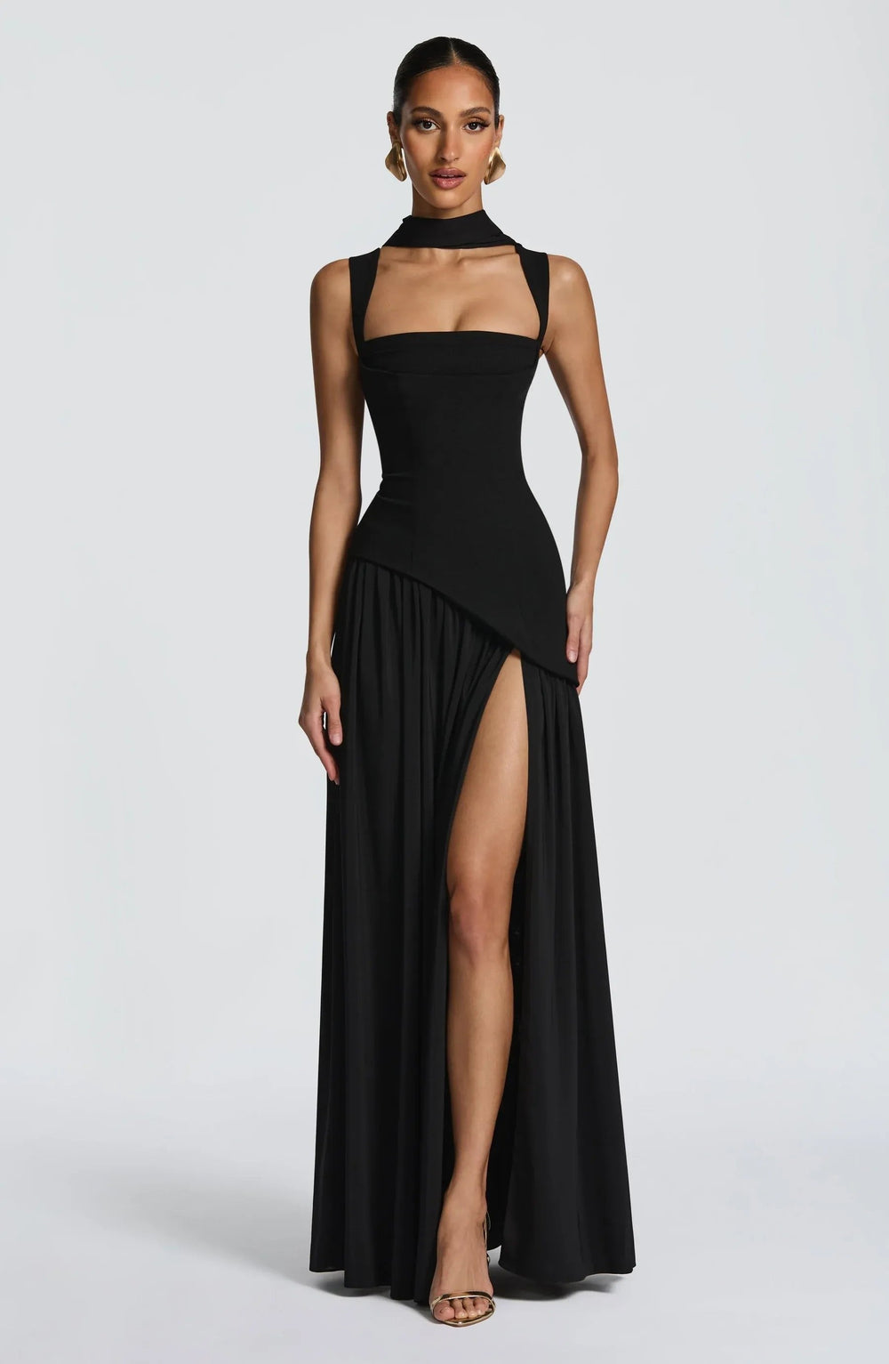 Maxi Dress Womens A Line Sleeveless Fitted Waist Wedding Guest