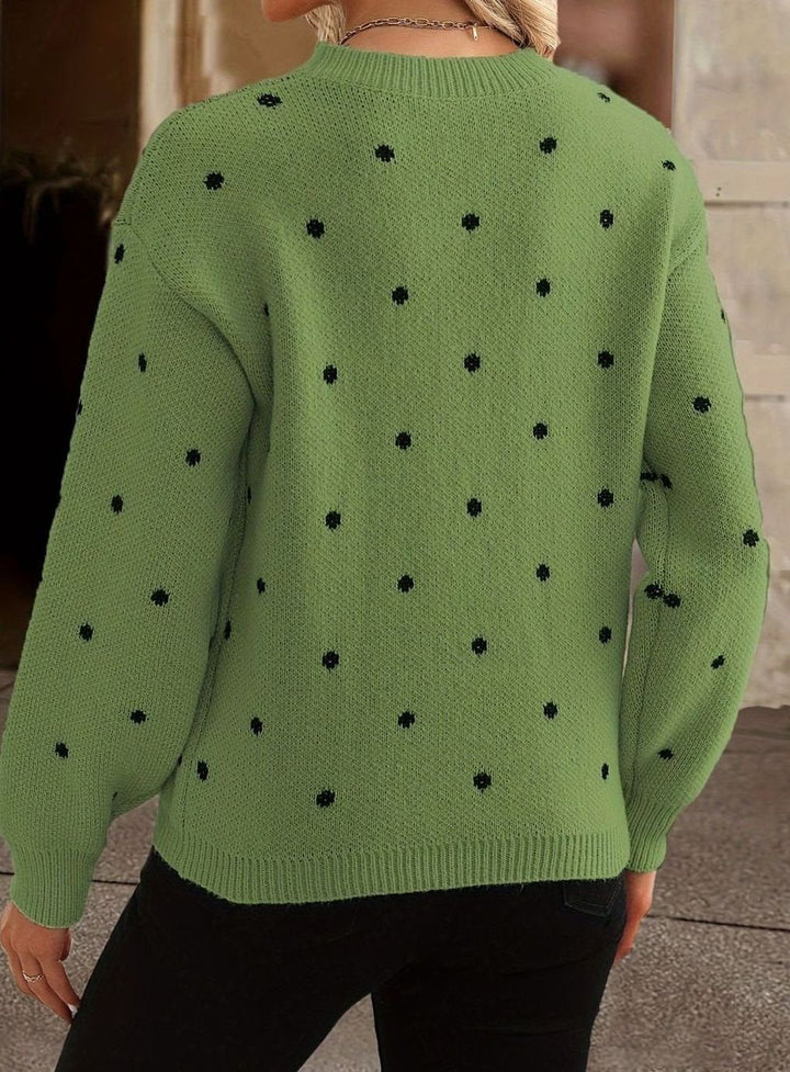 Knitted Jumper Womens All Over Spot Round Neck Ribbed Neckline Regular Fit - image 7