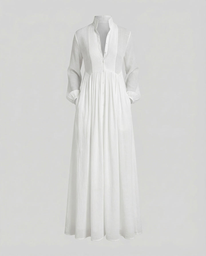 Maxi Shirt Dress Womens Button Front Gathered Waist Lightweight