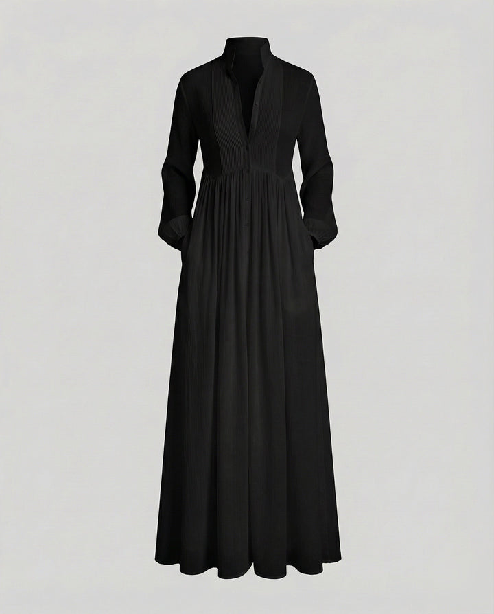 Maxi Shirt Dress Womens Button Front Gathered Waist Lightweight