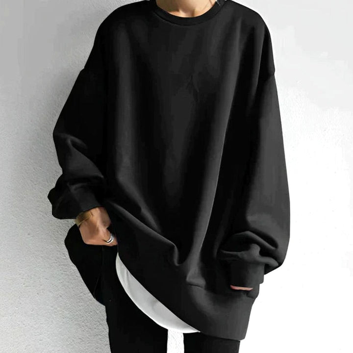 Tunic Jumper Womens Oversized Drop Shoulder Crew Neck Side Pockets - image 1