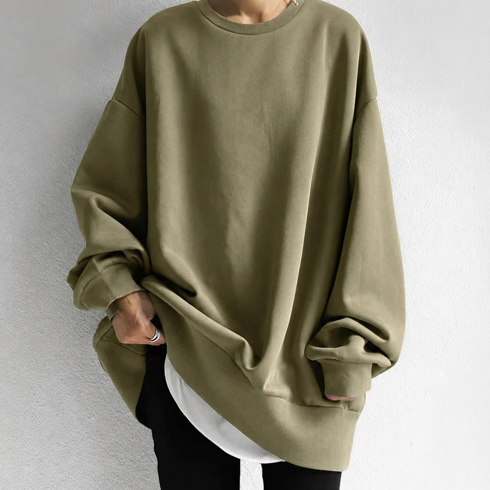 Tunic Jumper Womens Oversized Drop Shoulder Crew Neck Side Pockets - image 2