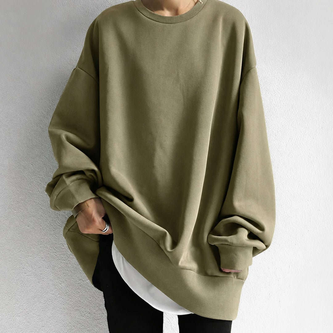Tunic Jumper Womens Oversized Drop Shoulder Crew Neck Side Pockets - image 2